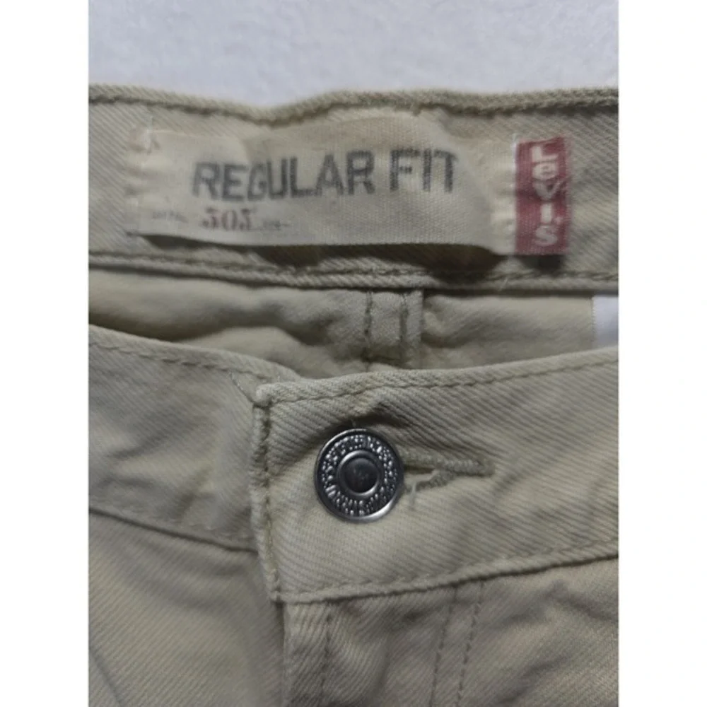 Levi's 505 Regular Fit Jeans Mens 40x30‎ Khaki Tan Denim Cotton Straight Leg
